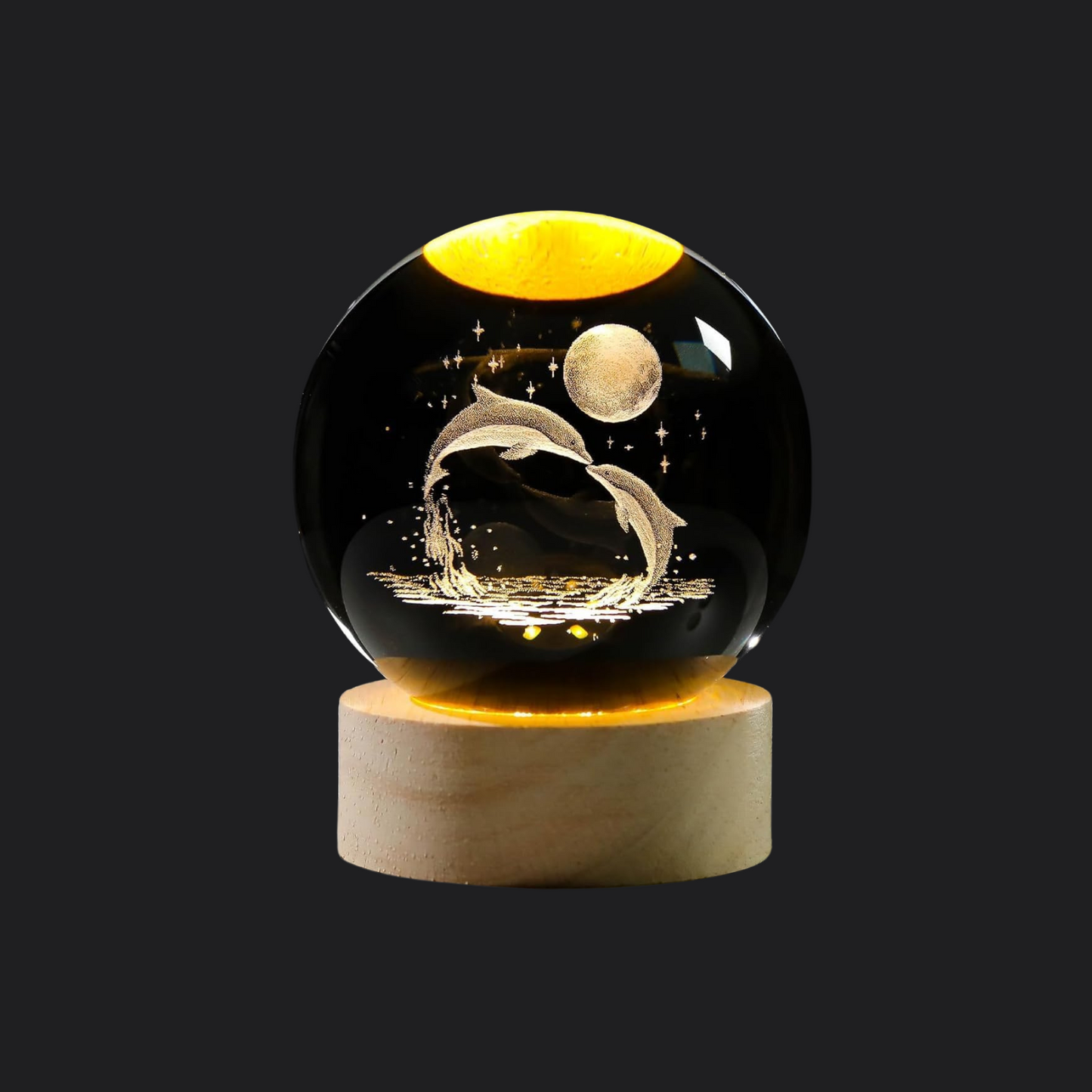 Dolphin & Moon Crystal Ball Lamp