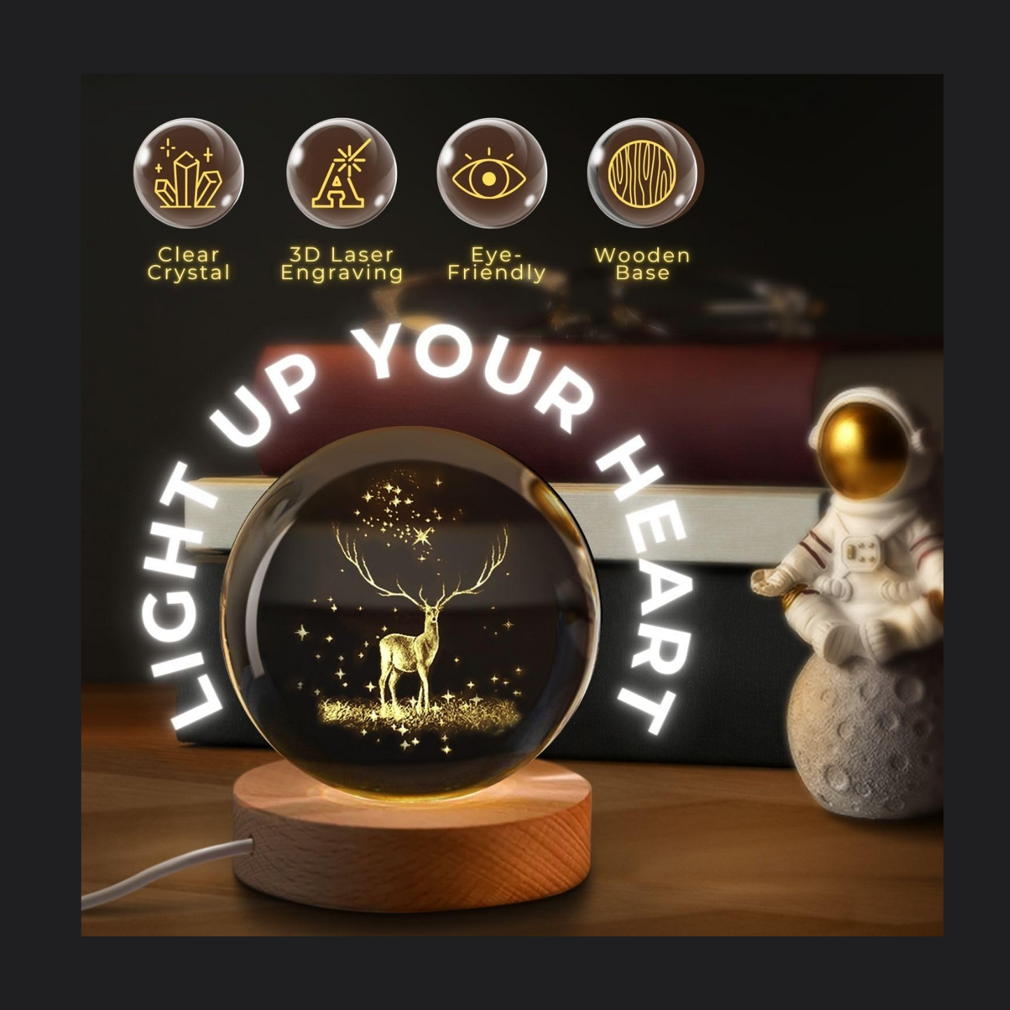 Deer Crystal Ball Lamp