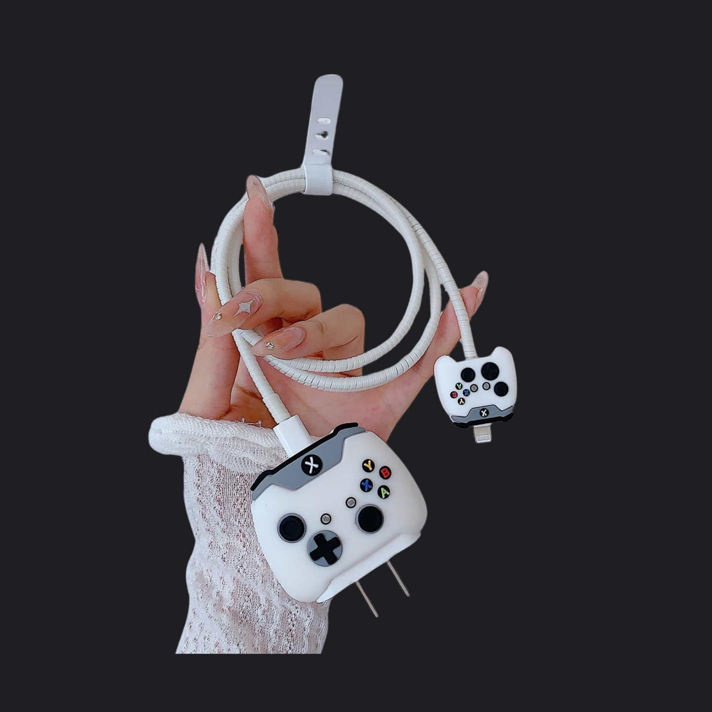 White Game Console Charger Protector