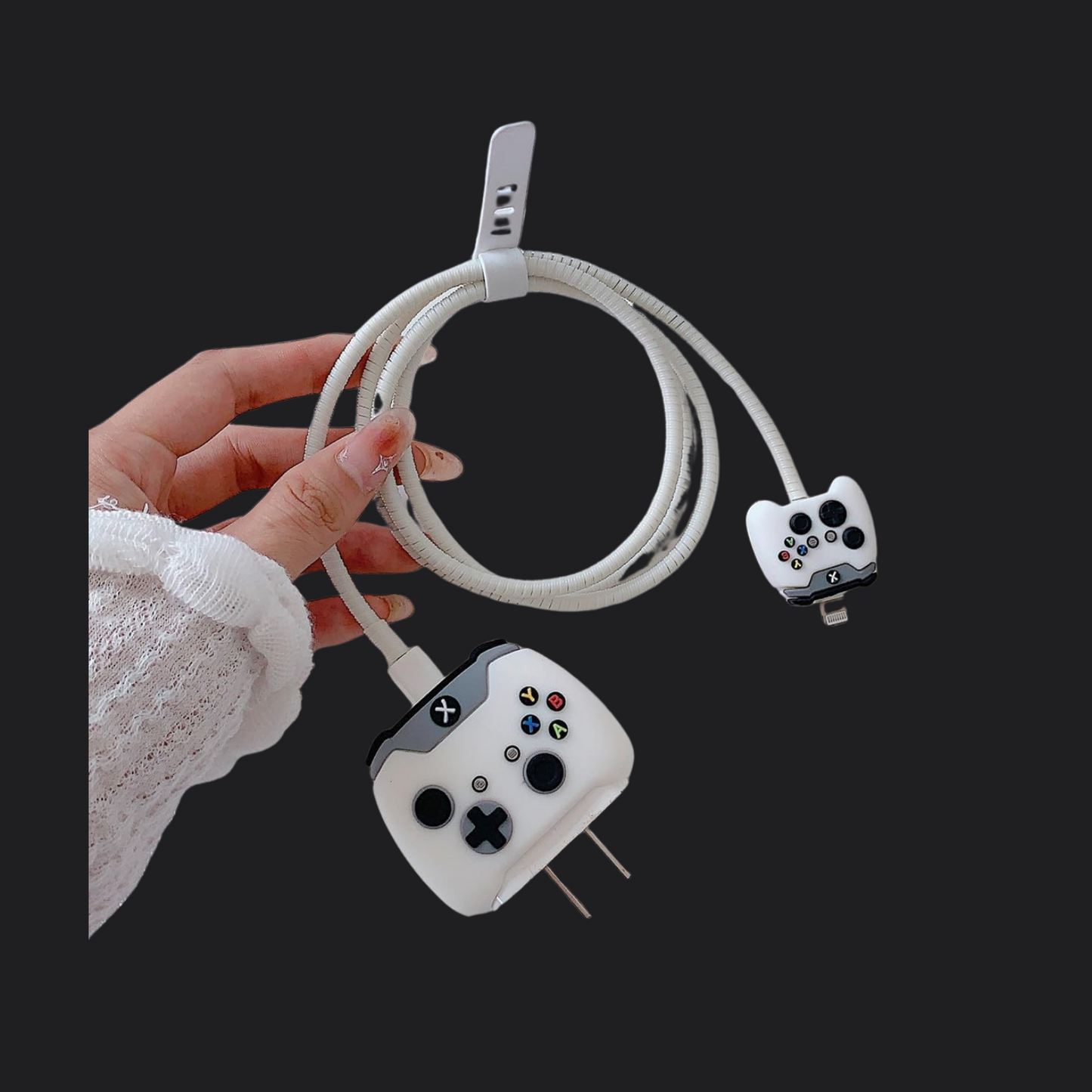 White Game Console Charger Protector