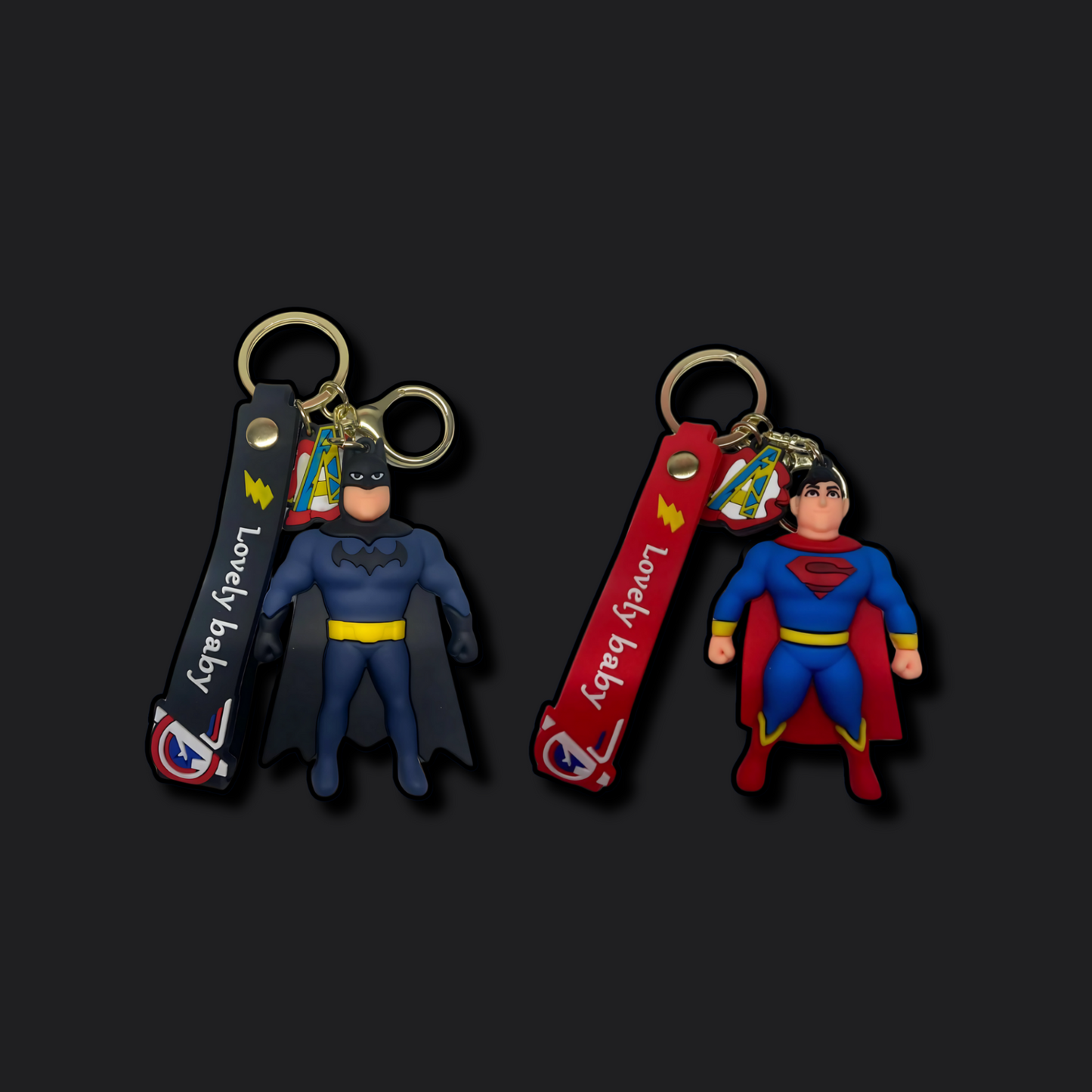 (Pack of 2) 3D Batman & Superman Keychain