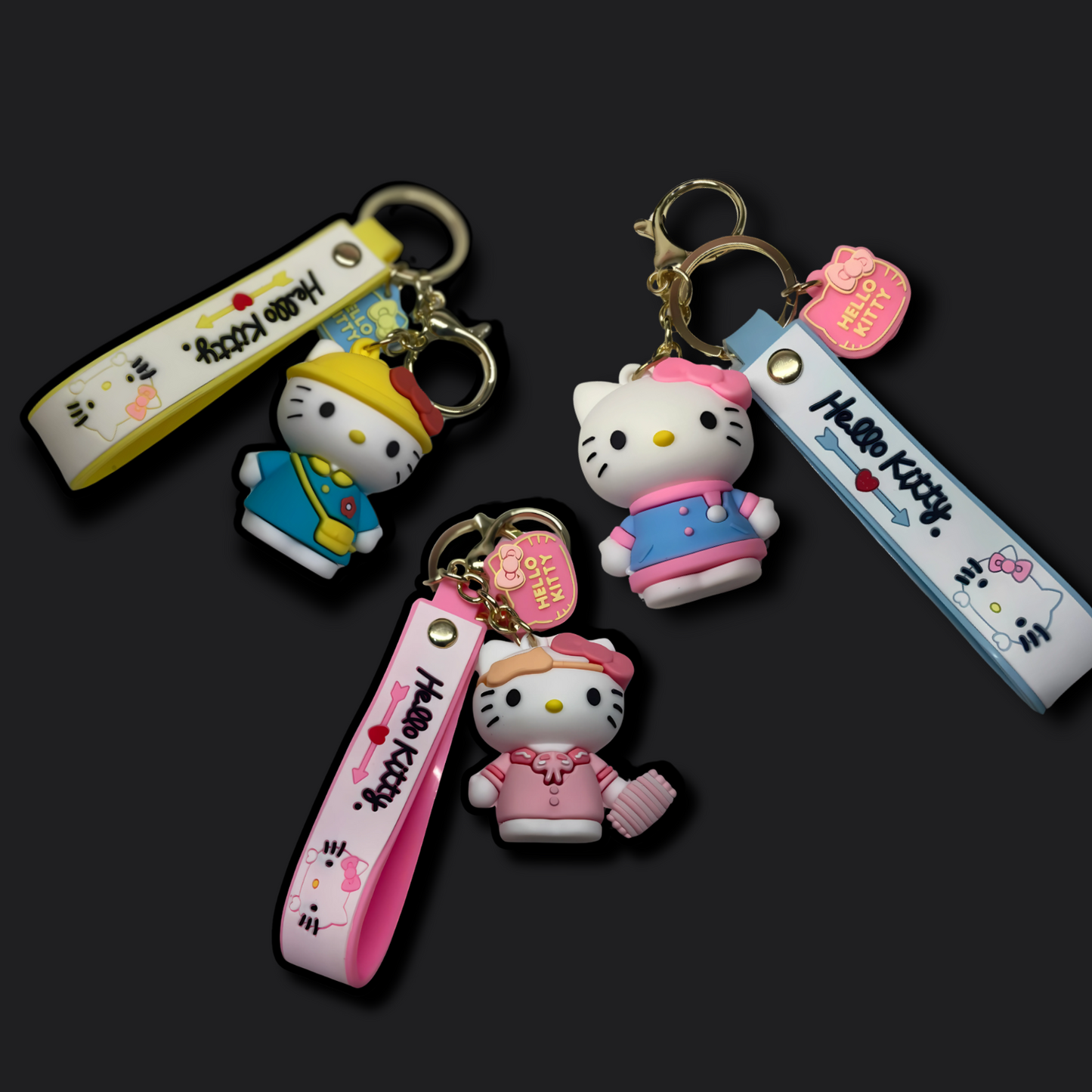 (Pack of 3) 3D Kitty Keychains
