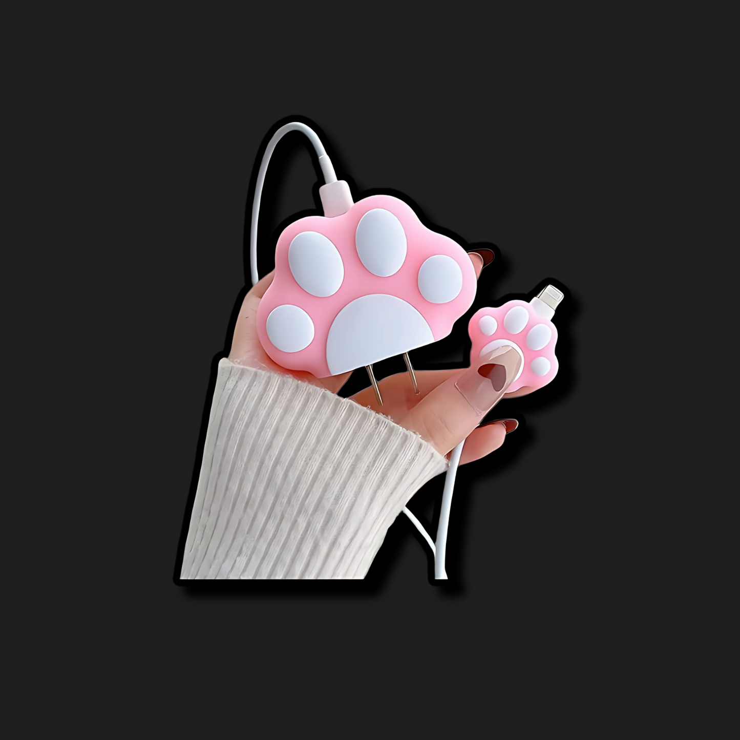 Pink Cat Paw Charger Protecter