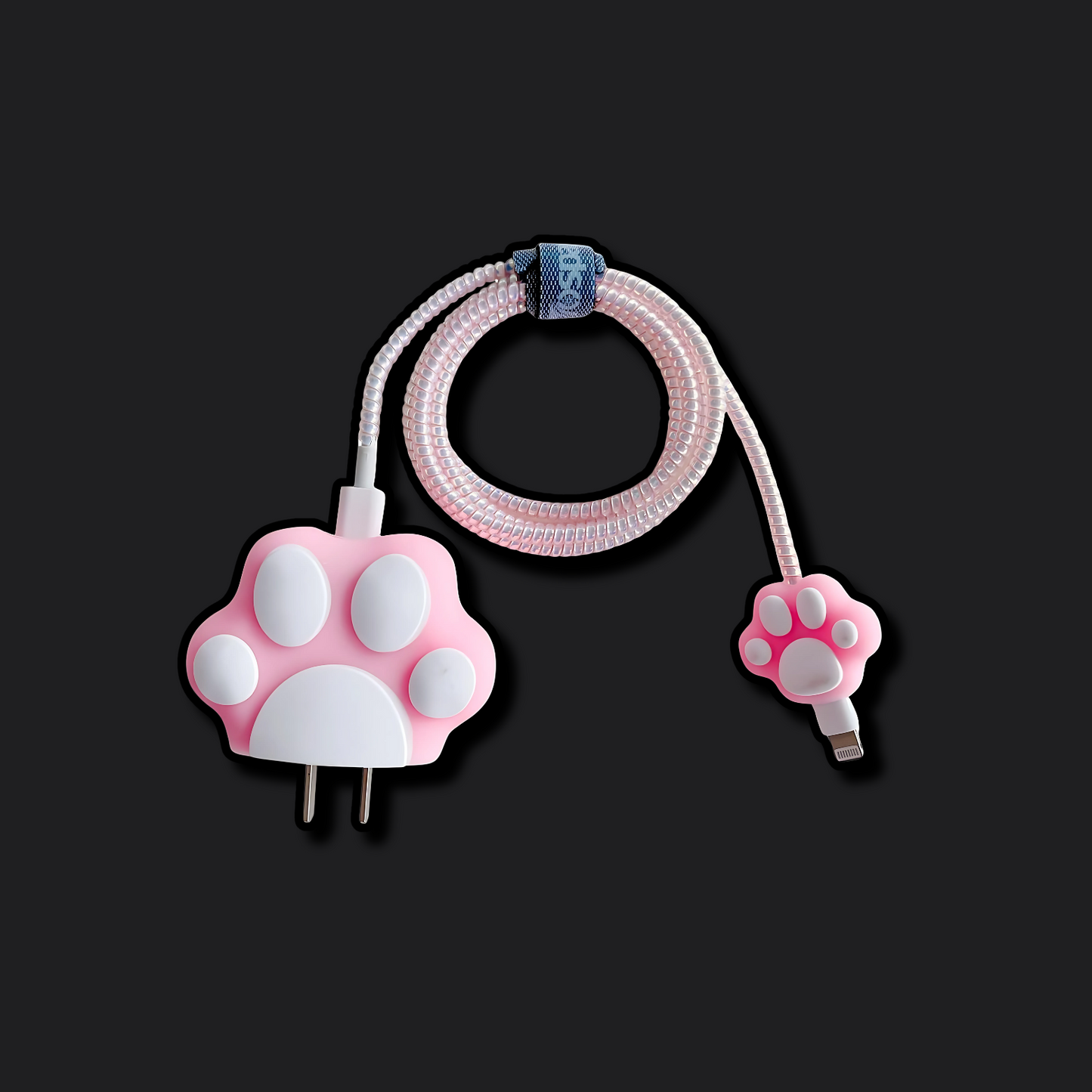 Pink Cat Paw Charger Protecter