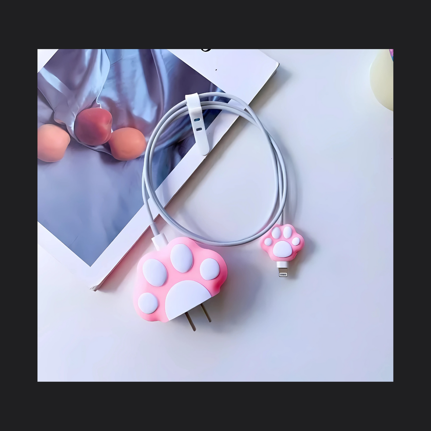 Pink Cat Paw Charger Protecter