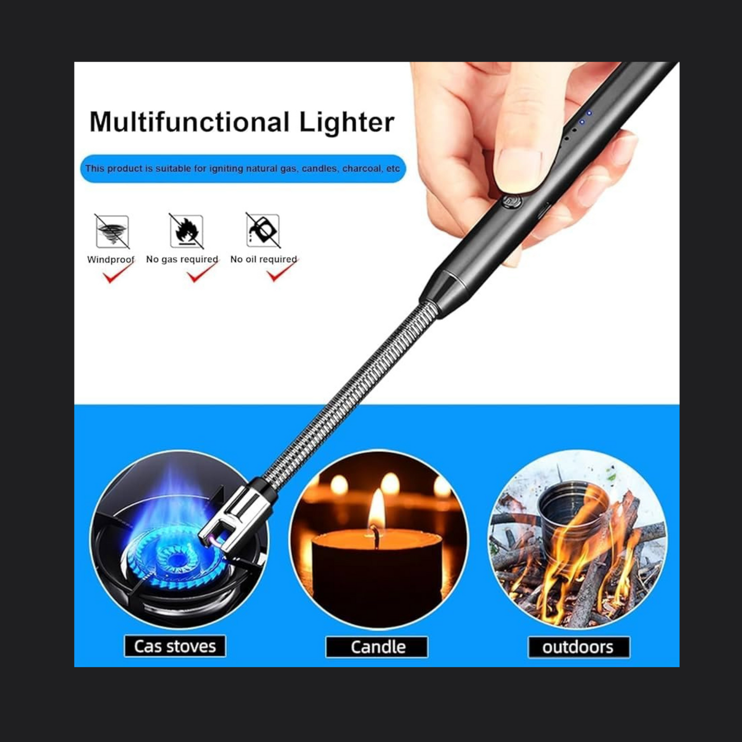 360° Flexible Neck USB Rechargeable Arc Lighter