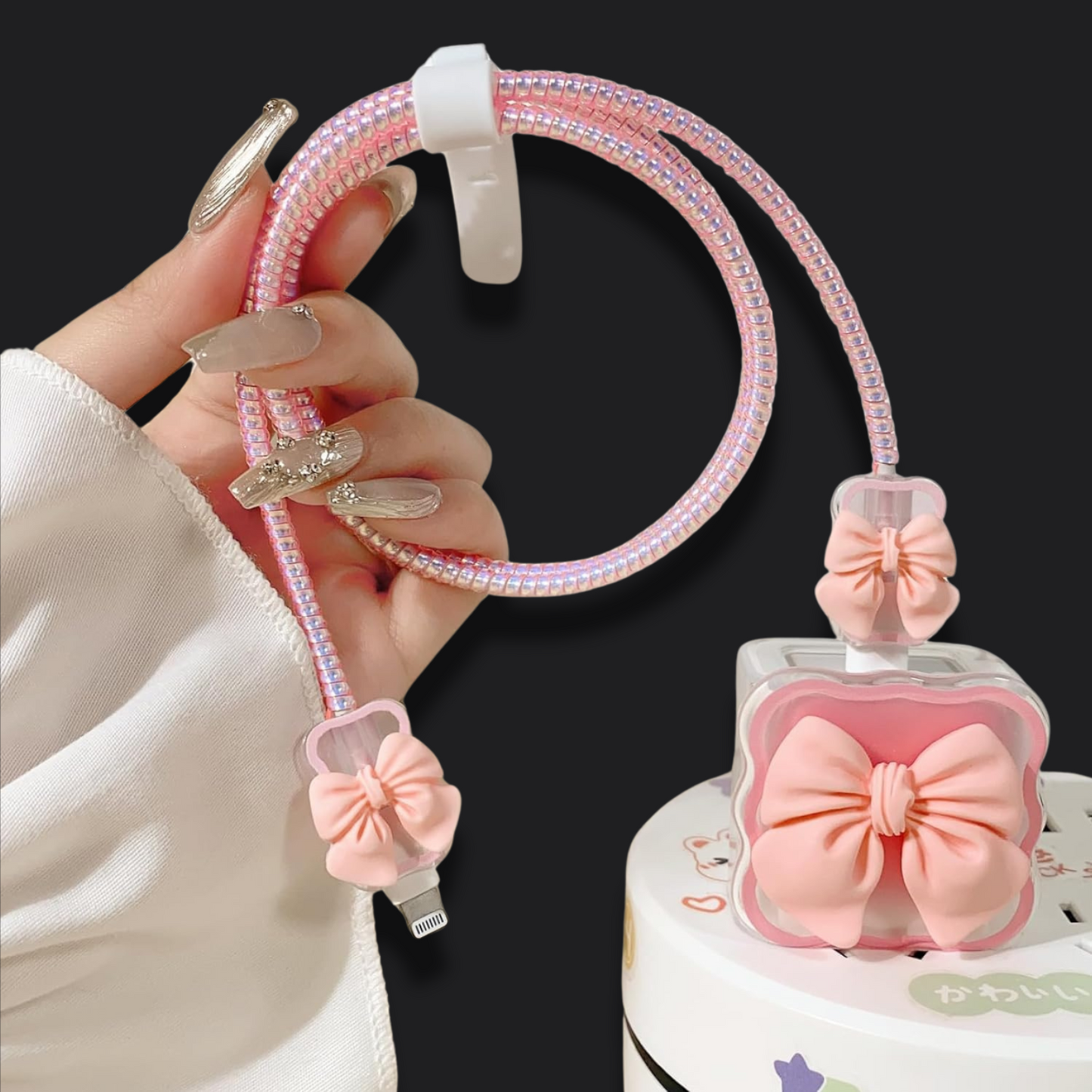 peach bow charger cover for iphone
