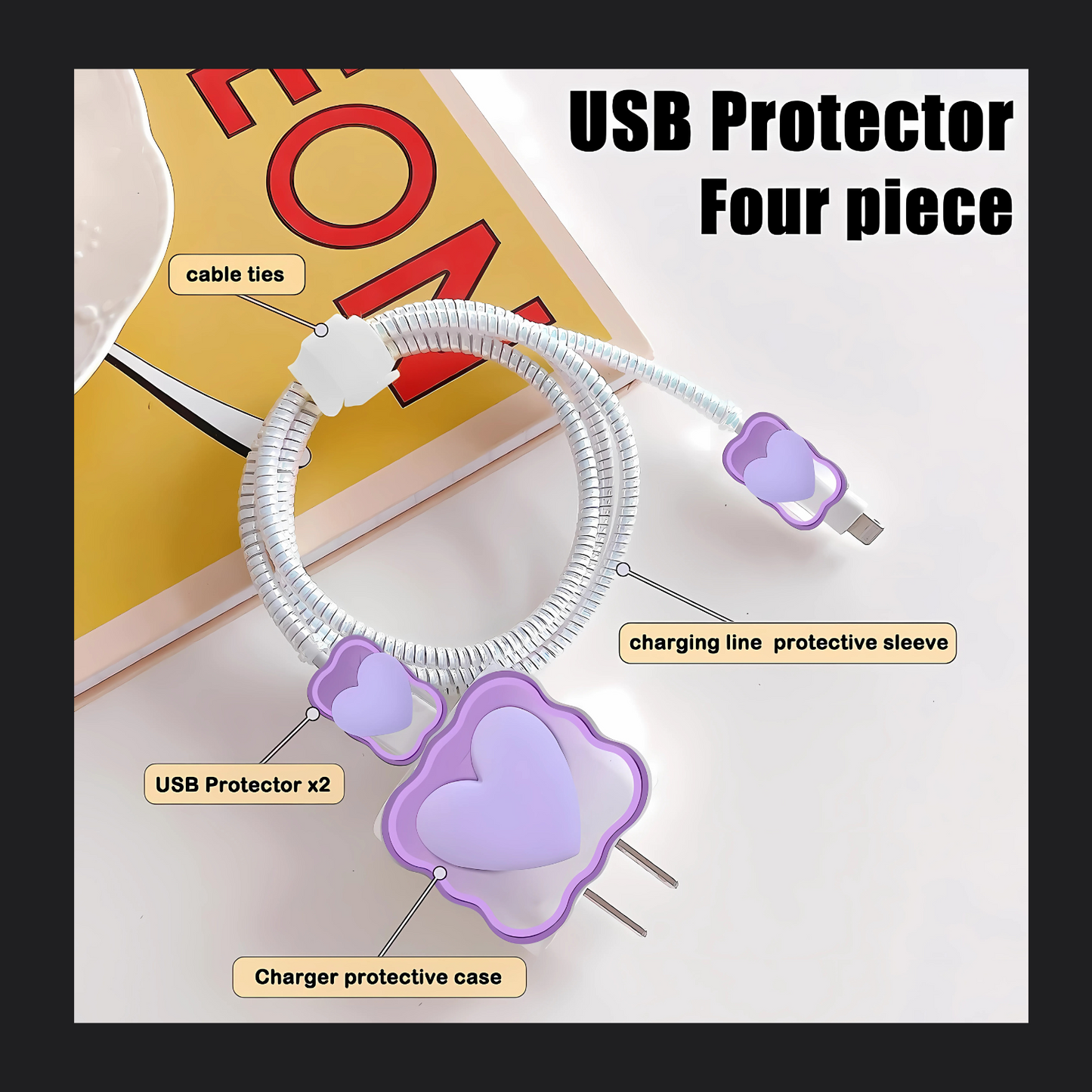 Purple heart iphone charger protector