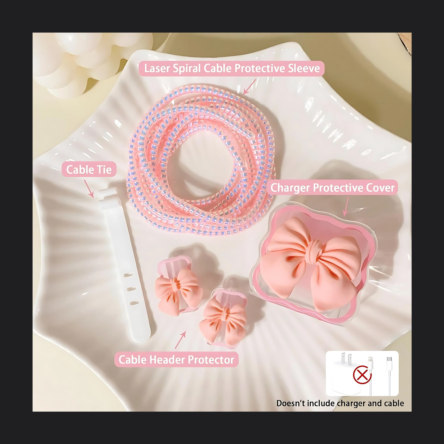 peach bow charger protector for iphone