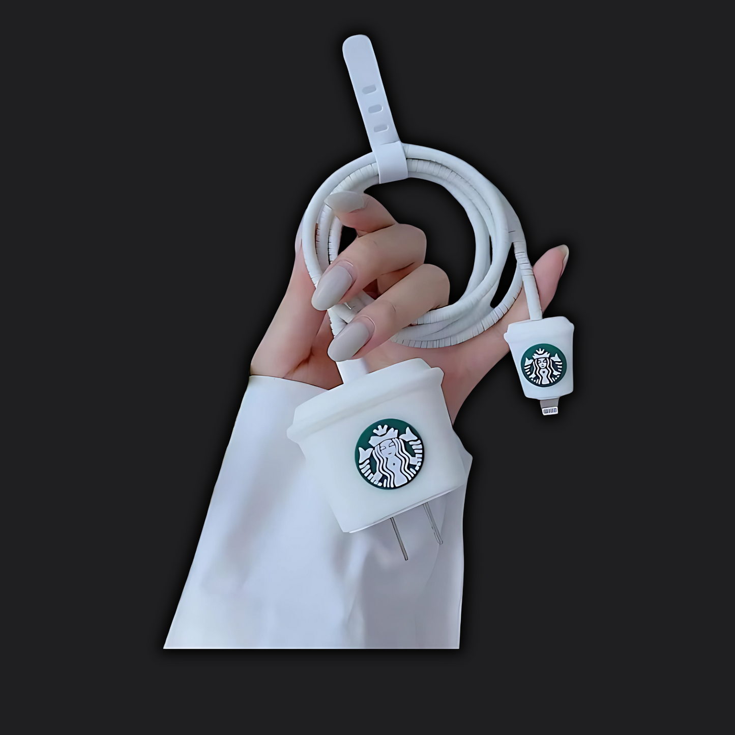 White Starbucks Charger Protector