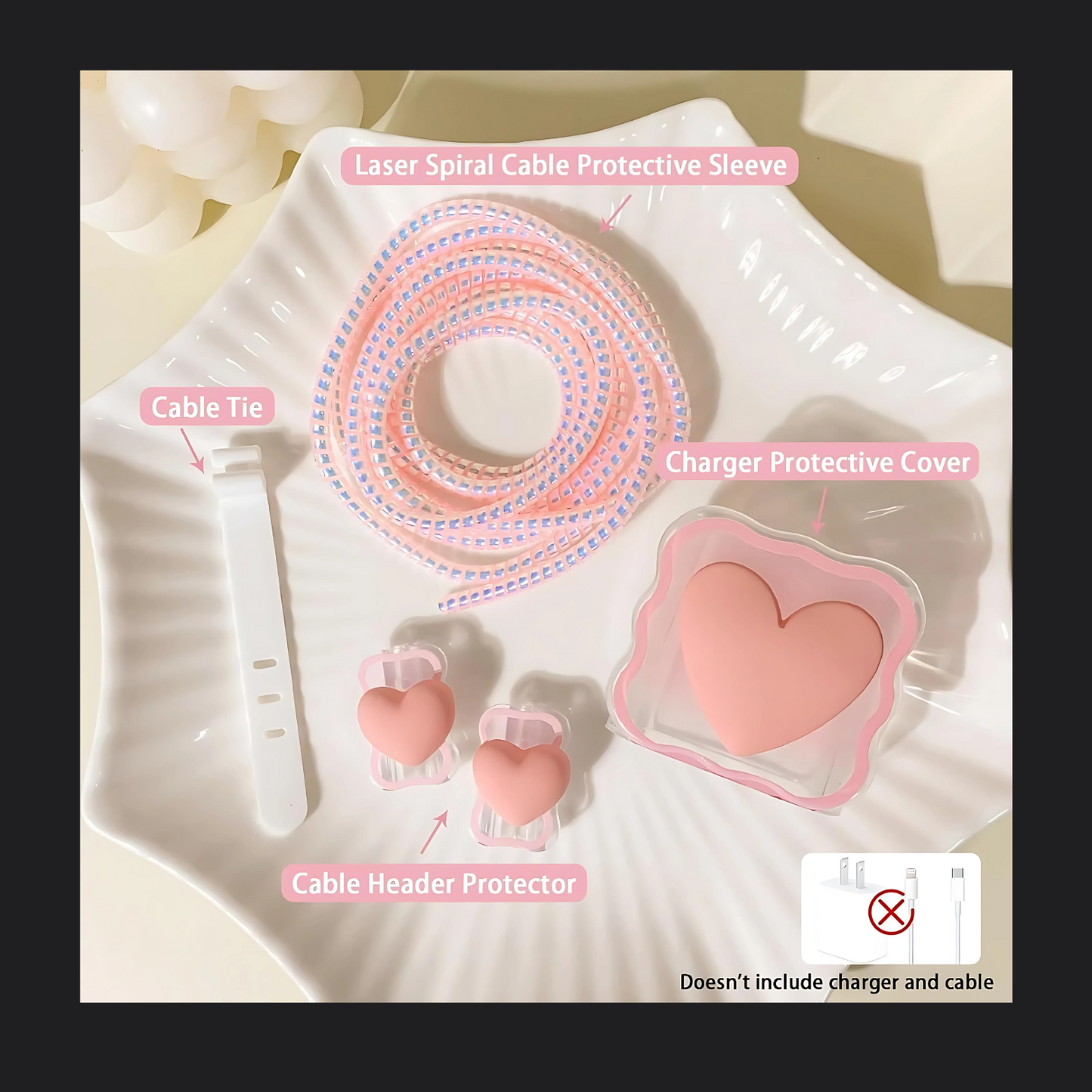 peach heart iphone charger cover