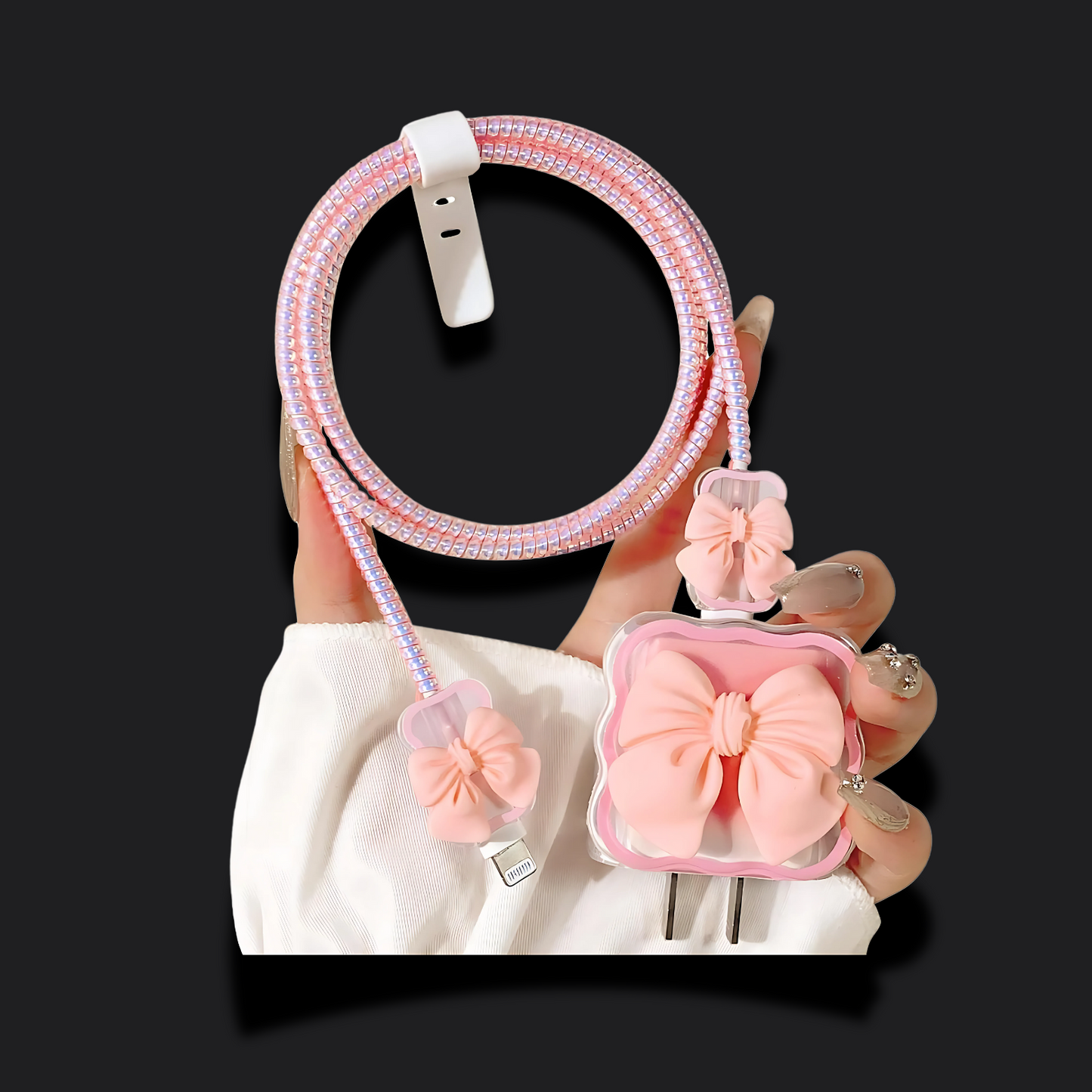 peach bow charger protector for iphone