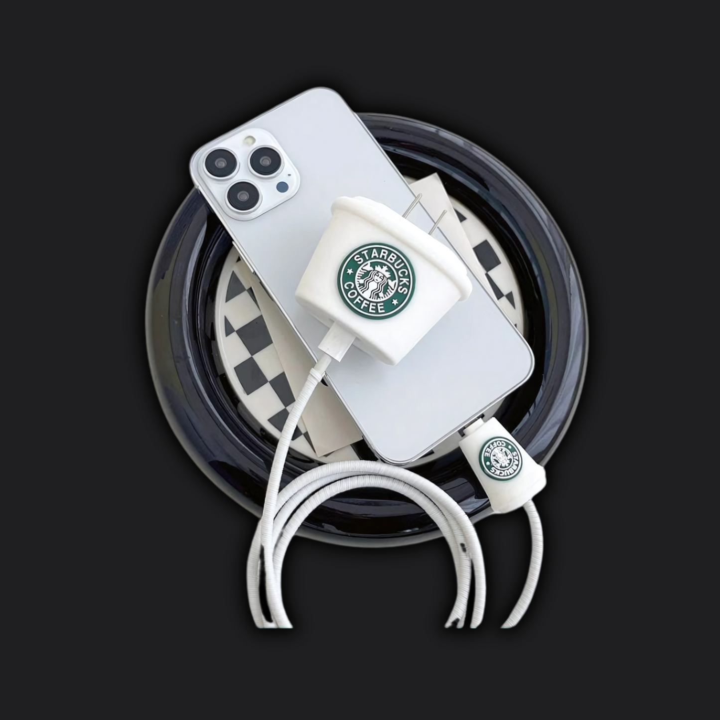 White Starbucks Charger Protector