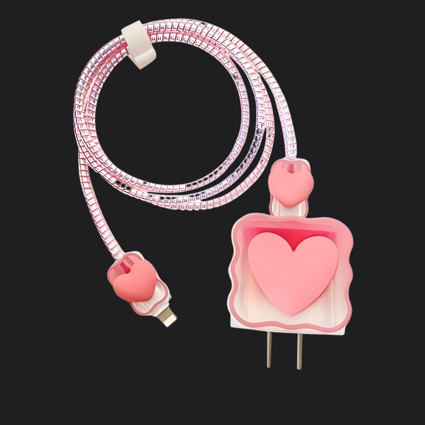 peach heart iphone charger cover