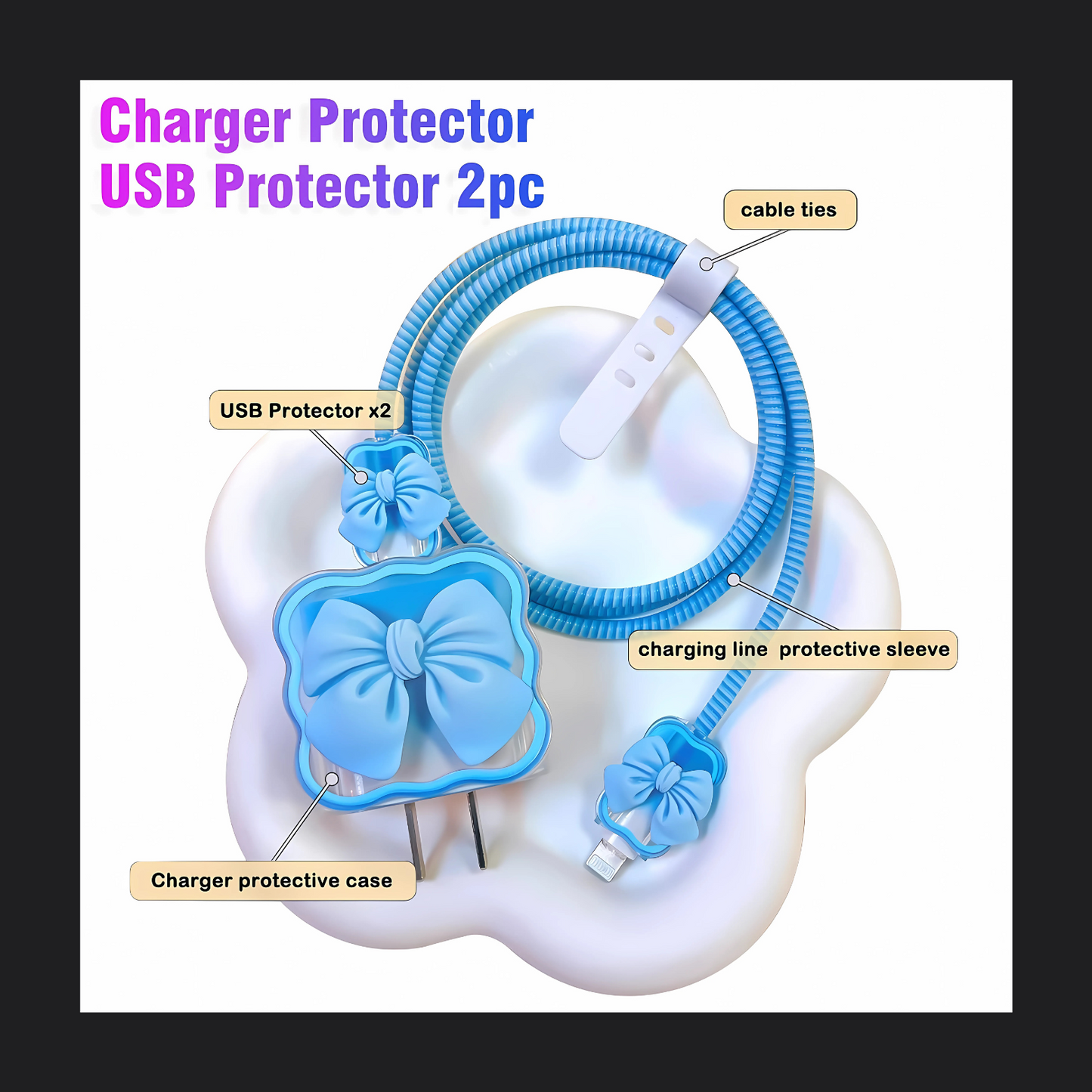 blue bow charger protector for iphone