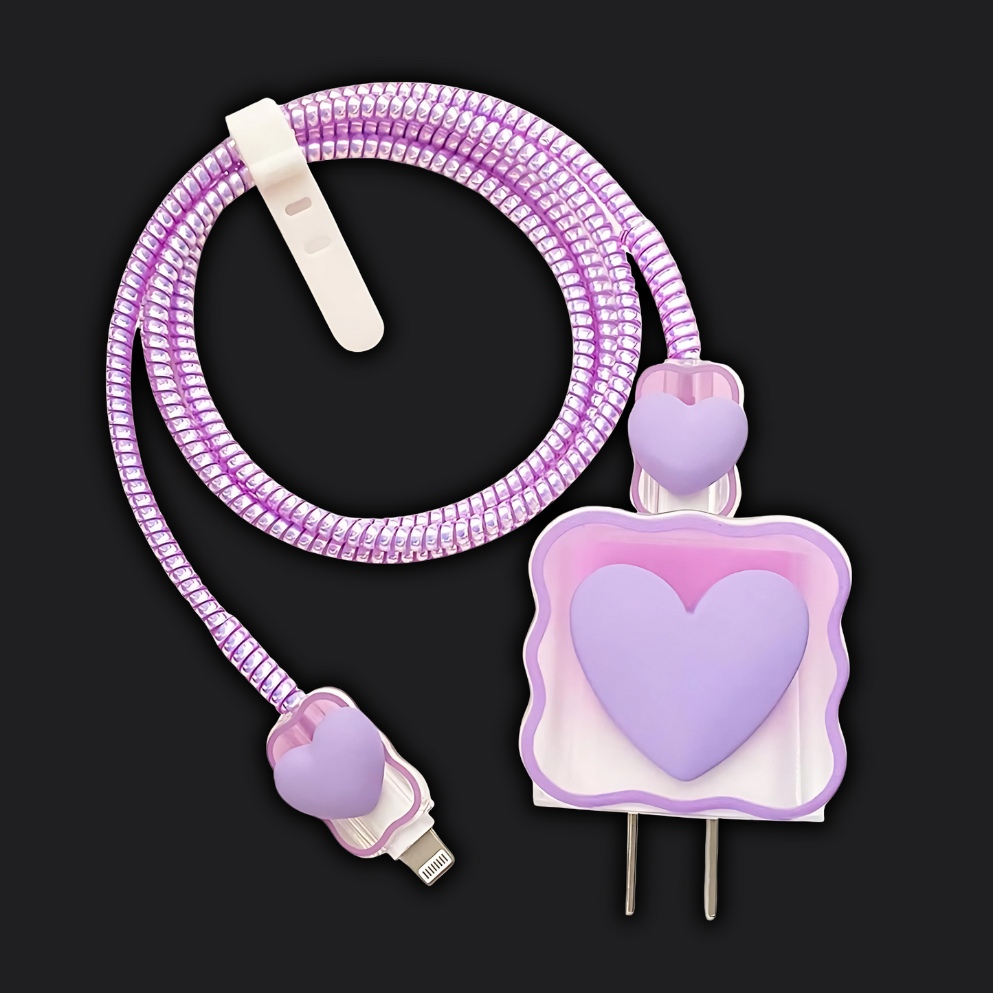 Purple heart iphone charger protector
