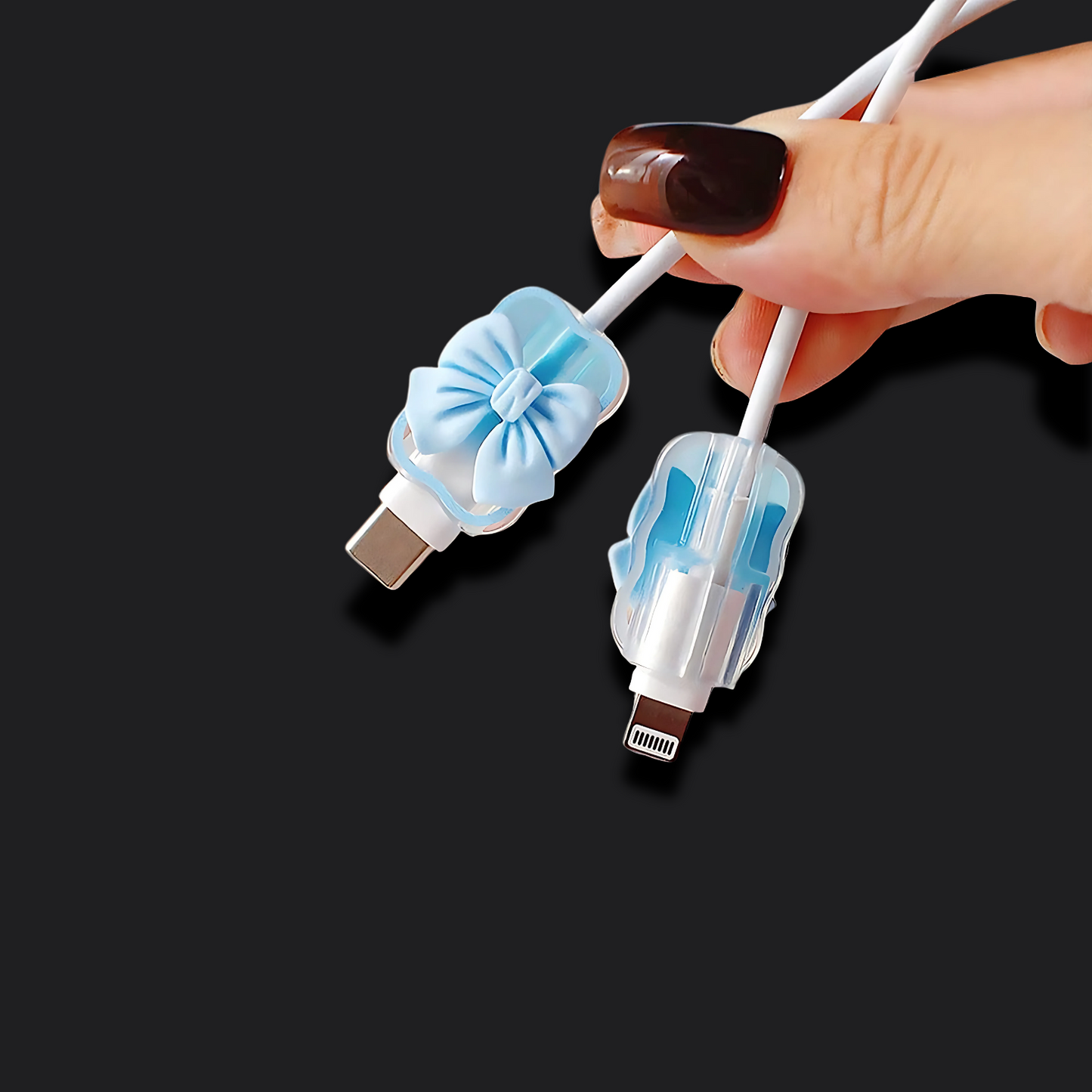 blue bow charger protector for iphone