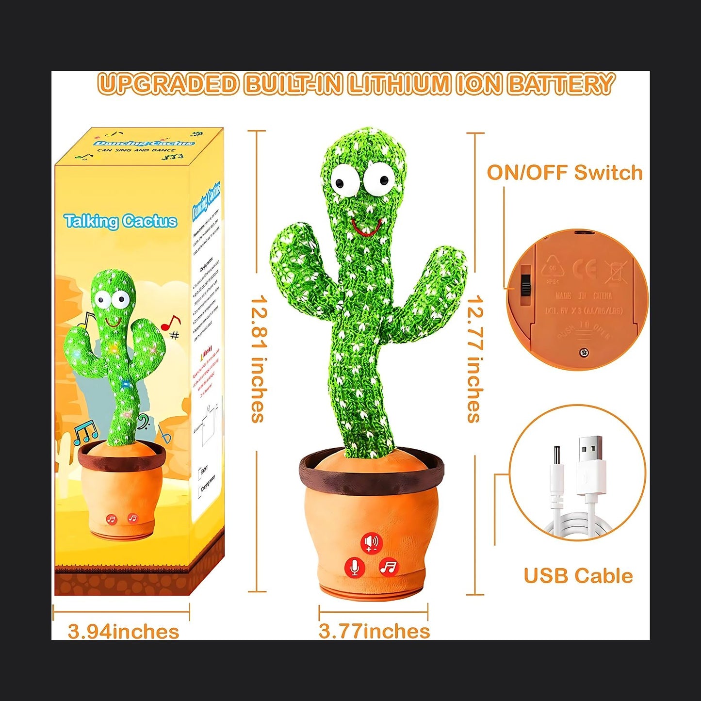 Cactus Toy for Babies Dancing,Talking, Speaking, Recording